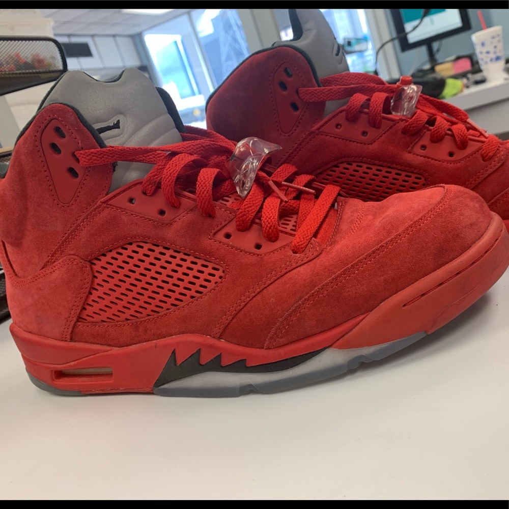 Mens Jordan 5 Retro Red Suede
